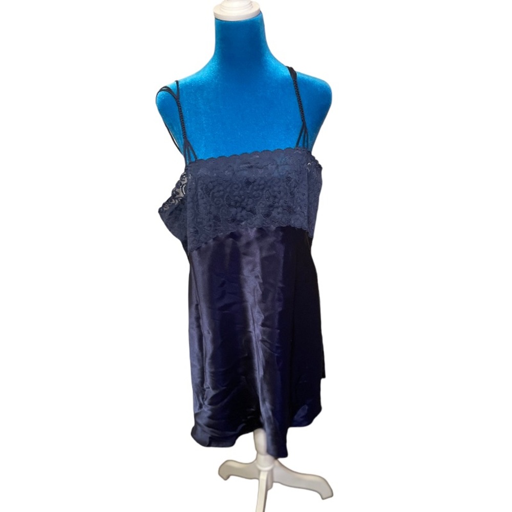 Jacyln Smith intimates navy blue bodice faux lace spaghetti straps